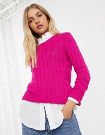 Polo Ralph Lauren cotton cable knit sweater in pink   ASOS at Asos